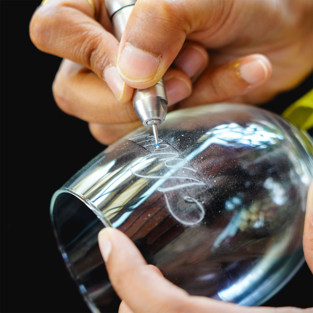 Personalized Wine Glass with Calligraphy Lettering