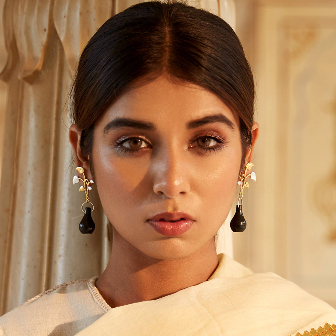 Contemporary Handmade Guldasta Design Earrings | 22K Gold And Silver Plated