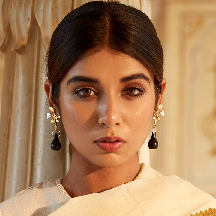 Contemporary Handmade Guldasta Design Earrings | 22K Gold And Silver Plated