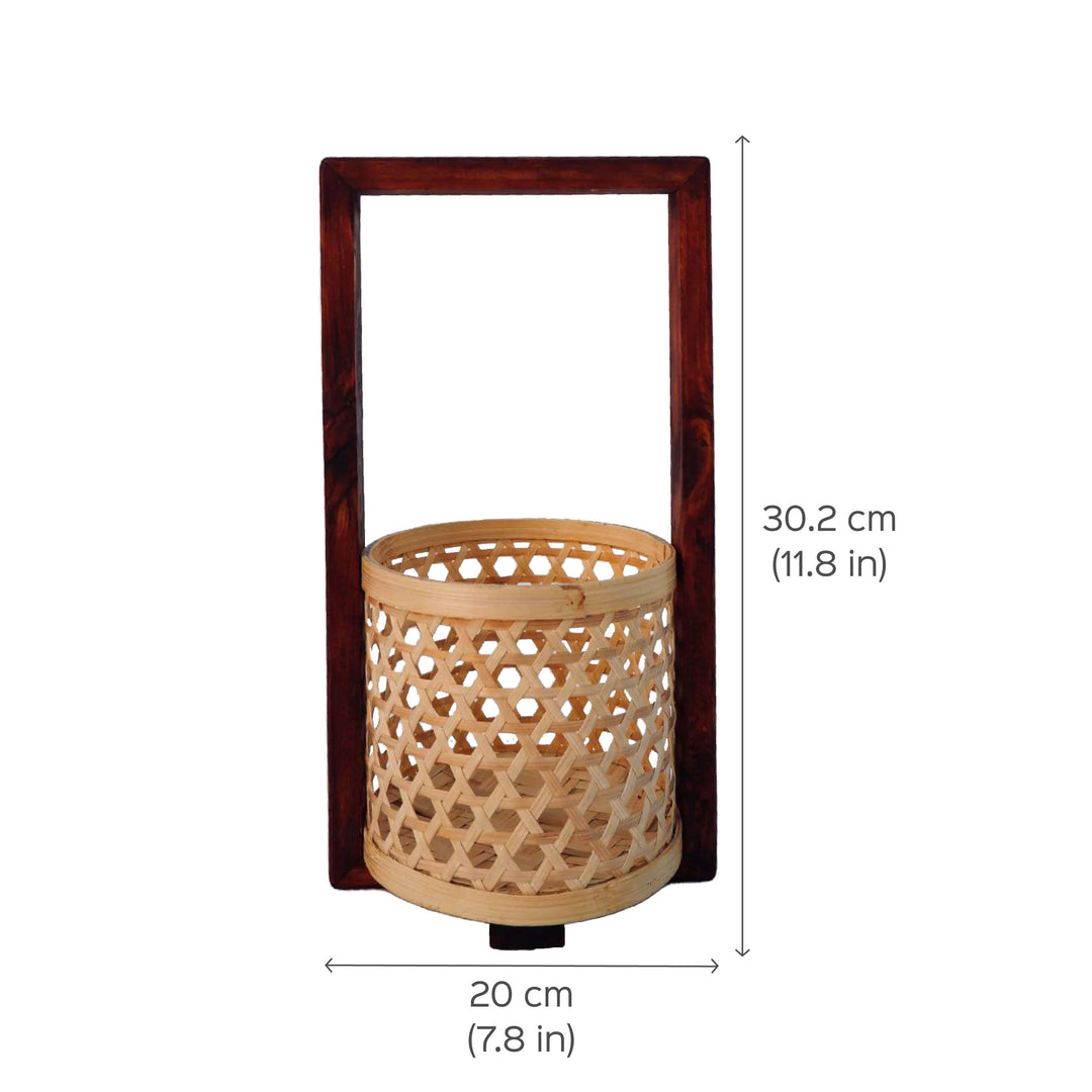 Handcrafted Bamboo Star Weave Planter With Handle