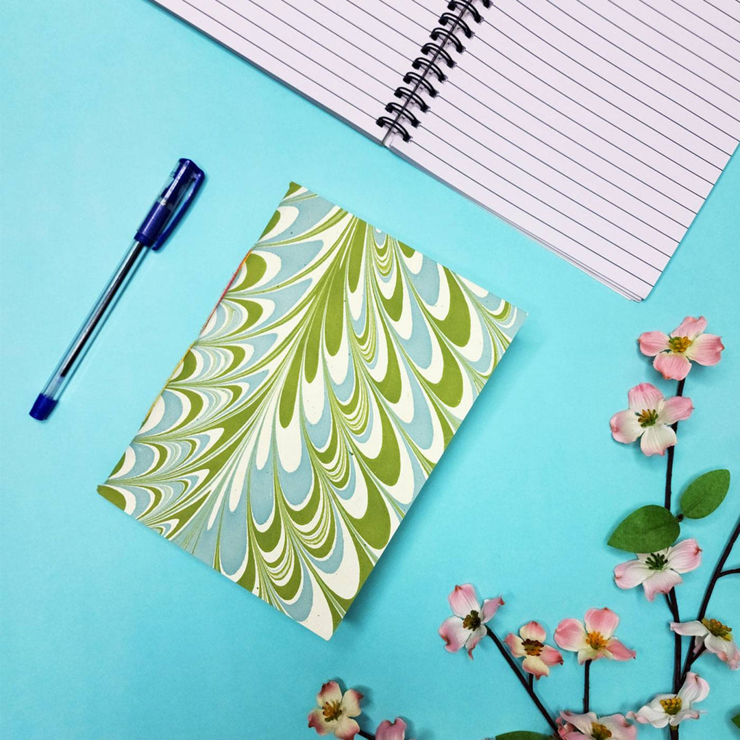 Abstract Marbled Notebook With Handmade Paper