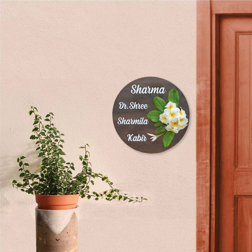 Handcrafted Personalized Chafa Wooden Round Nameplate - Zwende