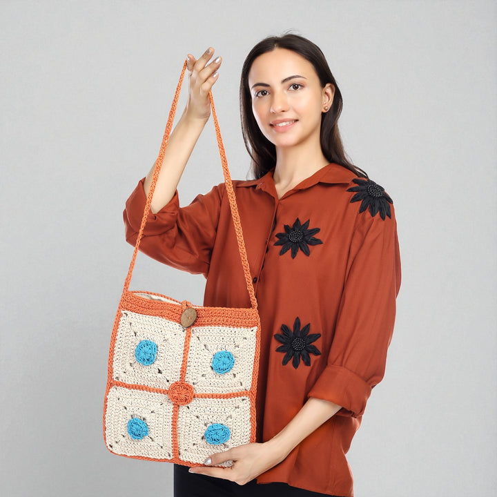 Handmade Crochet Floral Crossbody Bag