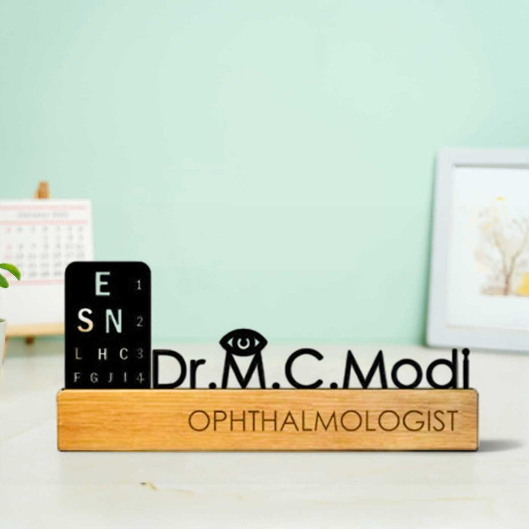 Personalized Minimal Desk Name Plate for Ophthalmologist