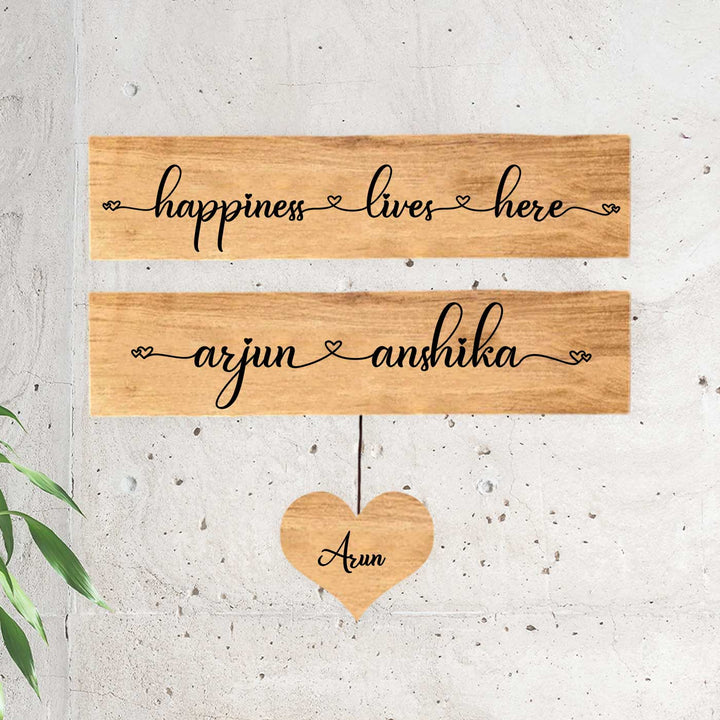 Minimalist 3D Wooden Nameplate for Family