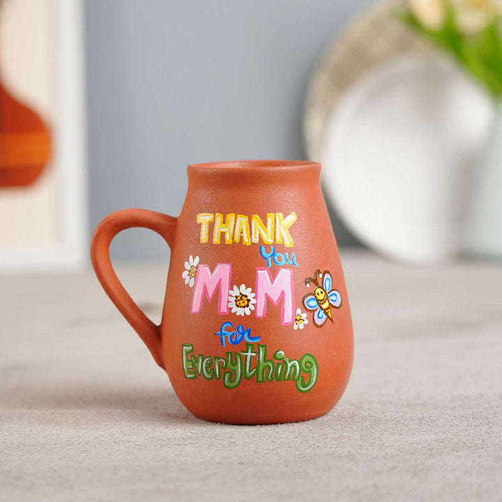 Hand-Painted Floral Theme Terracotta Mug For Mothers