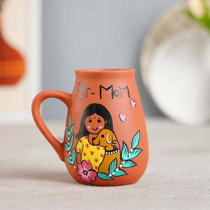 Hand-Painted Pet Mom Theme Terracotta Mug