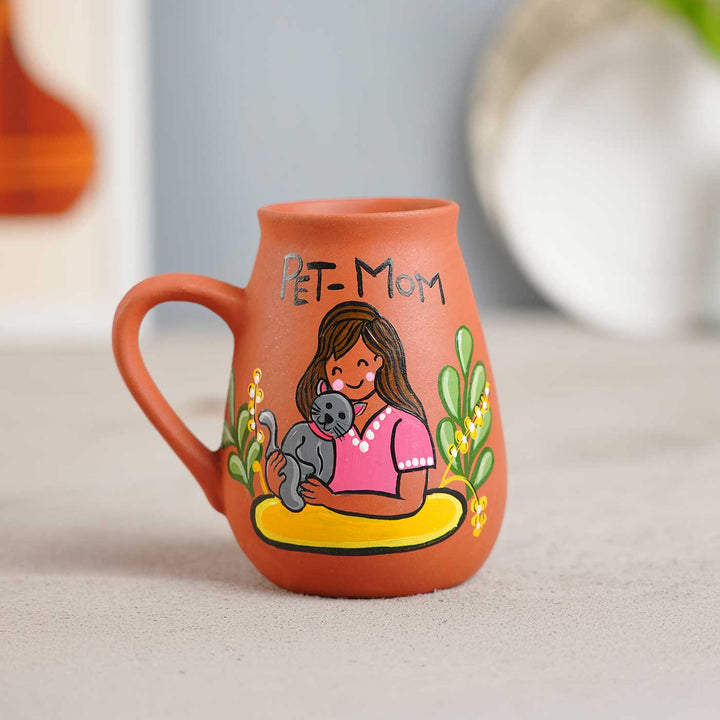 Hand-Painted Pet Mom Theme Terracotta Mug