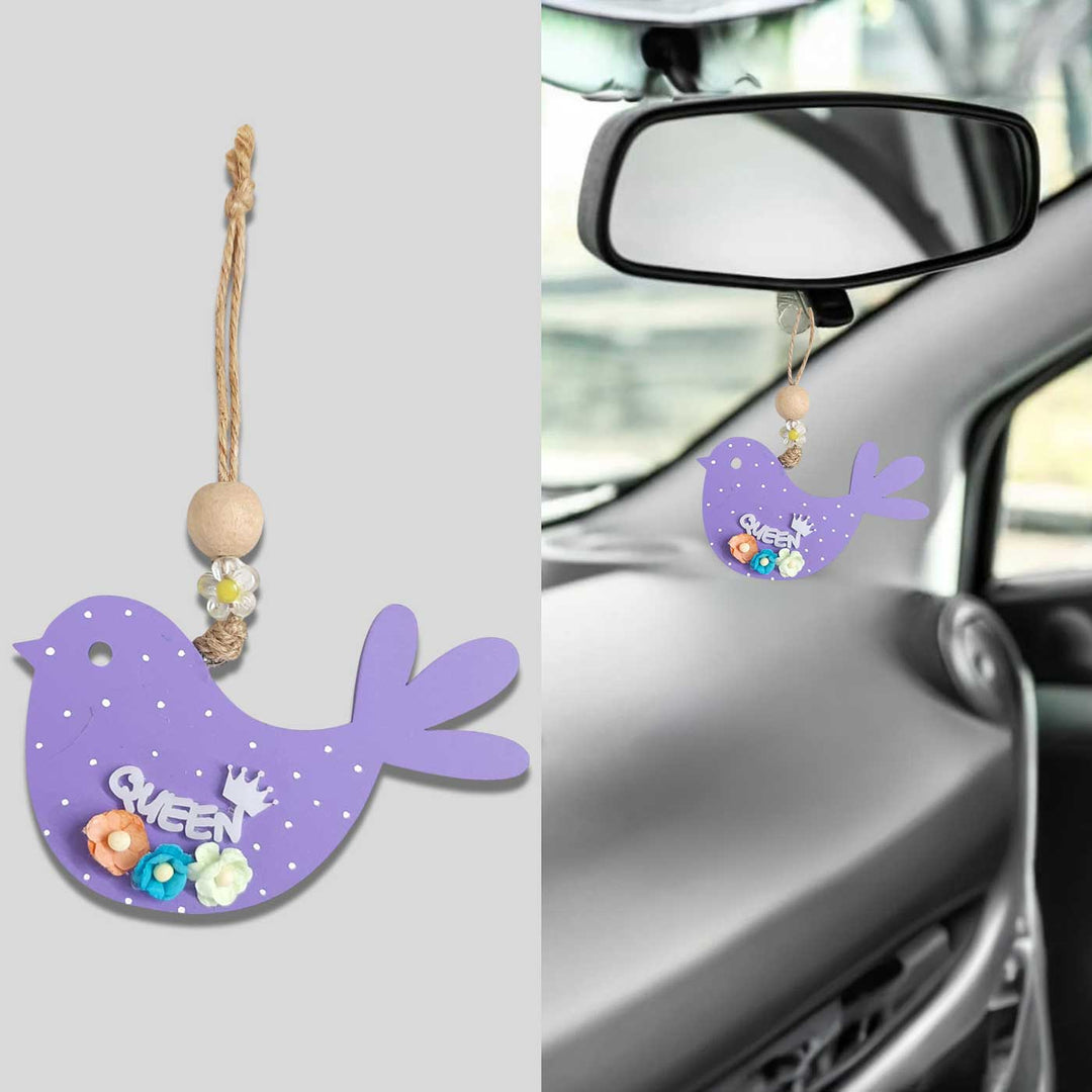 Hand-Painted Queen Theme MDF Wood Car Hanging