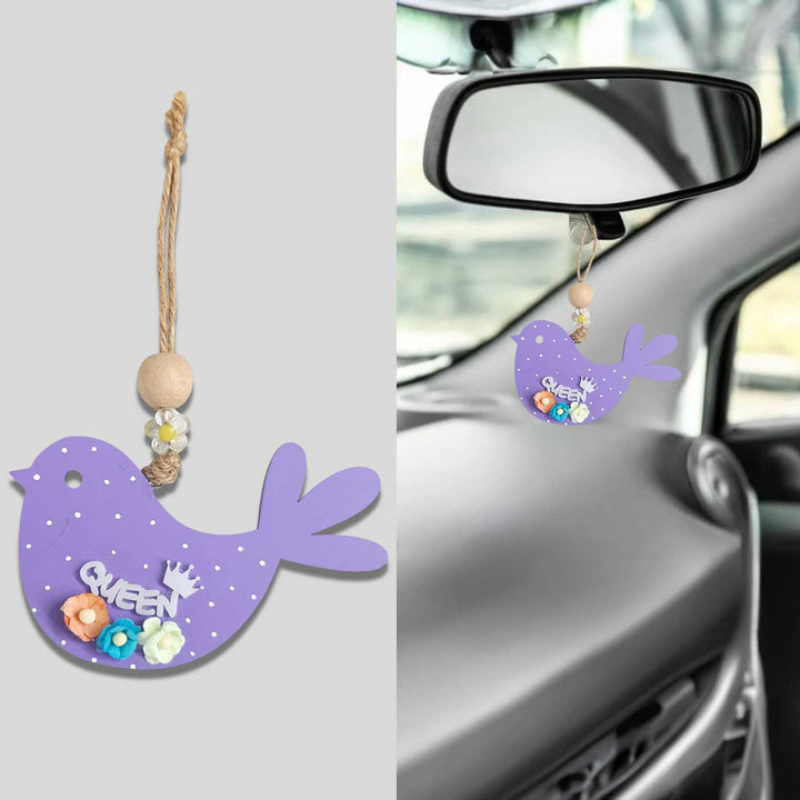 Hand-Painted Queen Theme MDF Wood Car Hanging