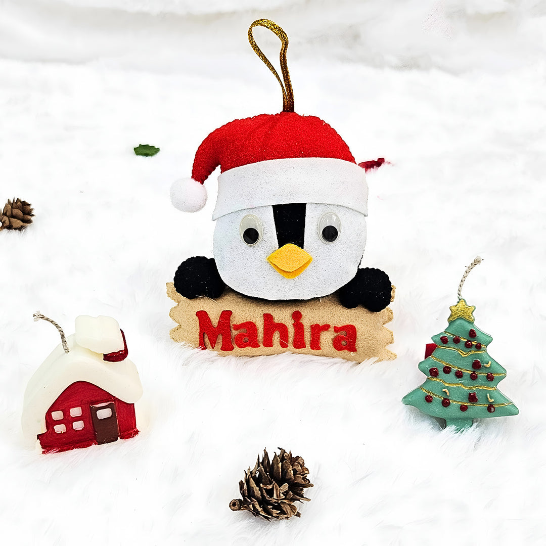 Personalized Christmas Gift Hamper | Includes 1 Ornament, 1 Xmas Tree Candle, 1 House Candle