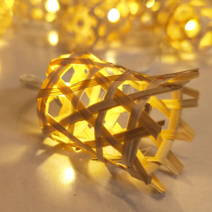 Bell Shaped Eco-Friendly Handmade Woven Bamboo LED Fairy Light