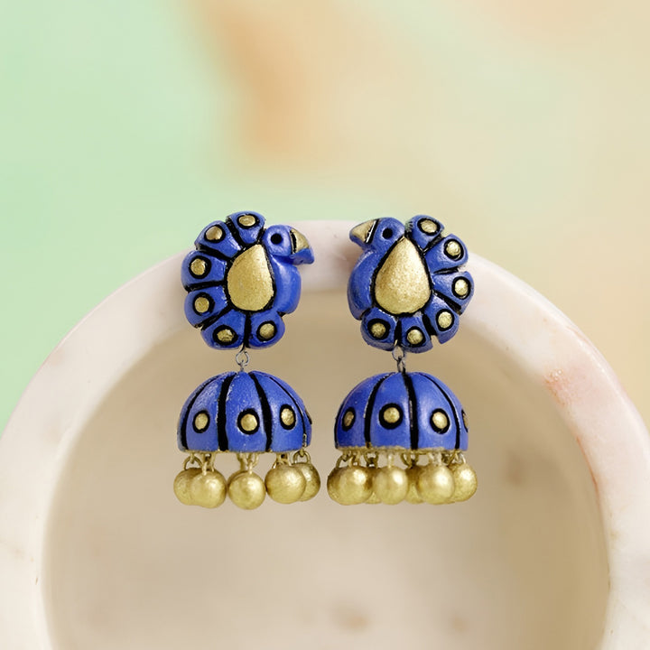 Handmade Peacock Terracotta Earrings