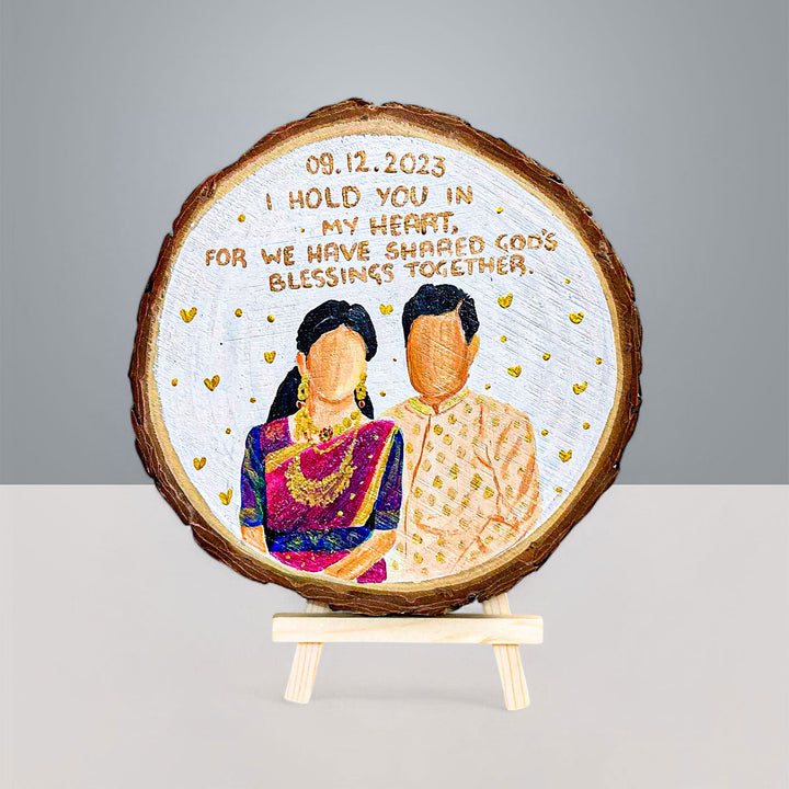 Photo Personalized Hand-Painted Golden Hearts Theme Wooden Decorative Plaque