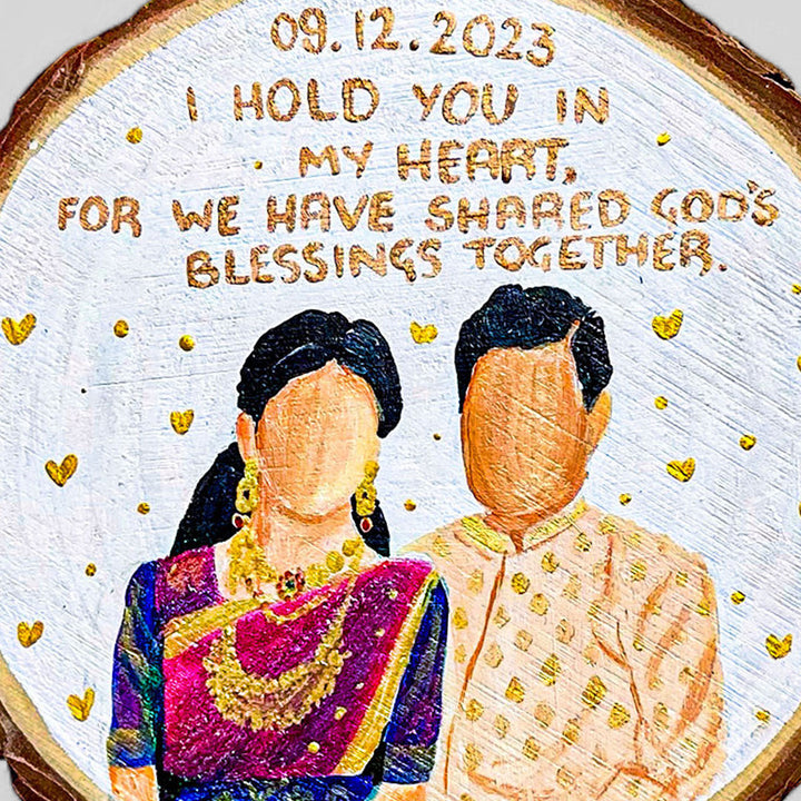 Photo Personalized Hand-Painted Golden Hearts Theme Wooden Decorative Plaque