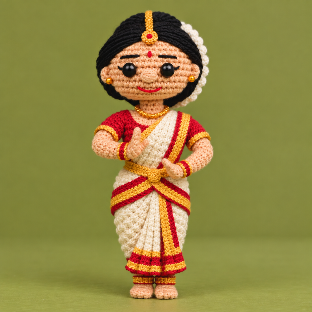 "Bharatanatyam" Themed Crochet Doll For Golu/Festive Decor