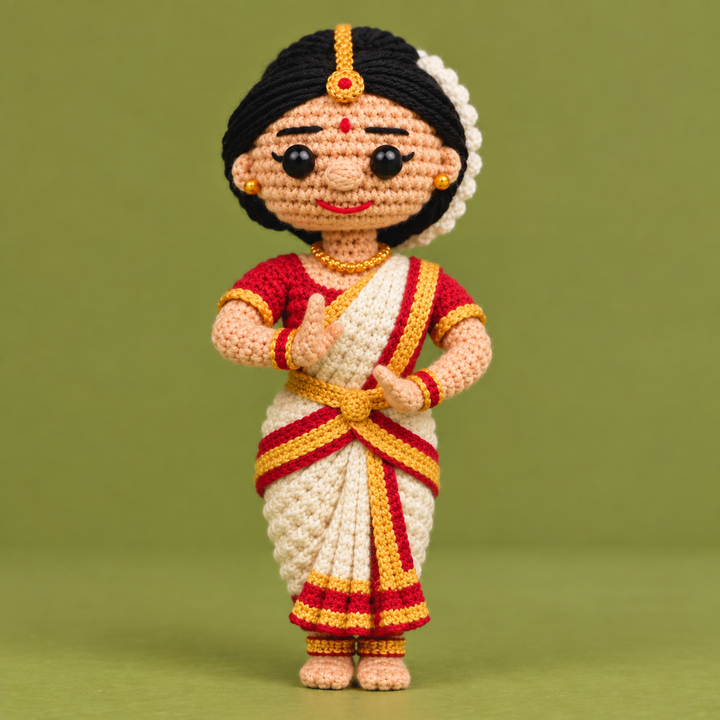 "Bharatanatyam" Themed Crochet Doll For Golu/Festive Decor