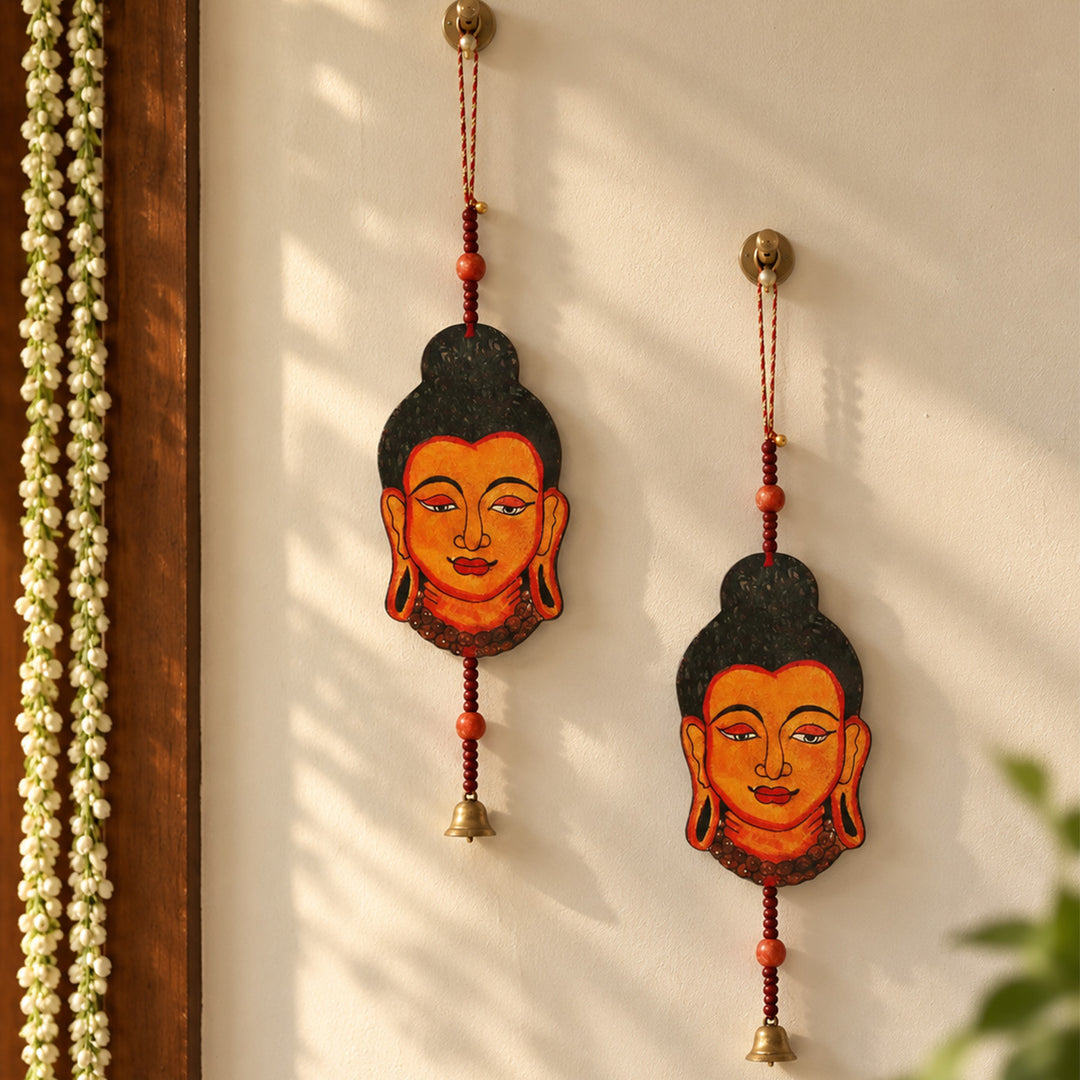 Tholu Bommalata Parchment Leather Buddha Hangings - Pack of 2