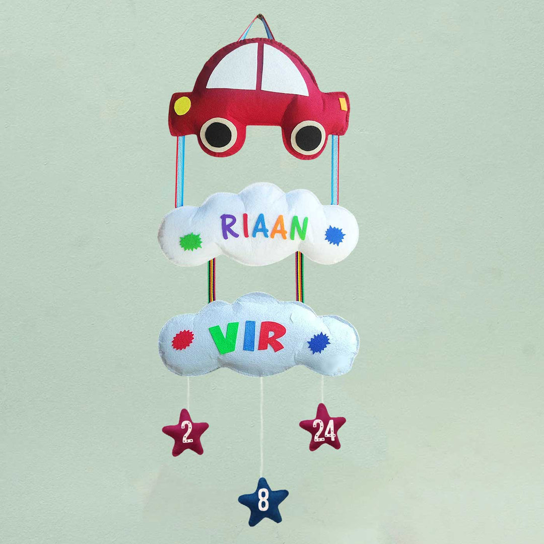 Personalized Handmade Car Theme Felt Name Plate