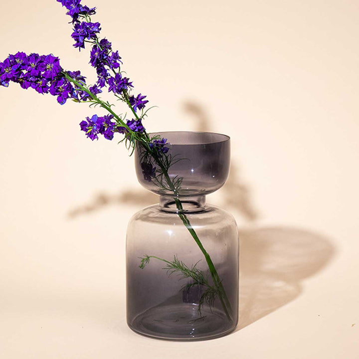 Handmade Ombre Slate Grey Glass Vase