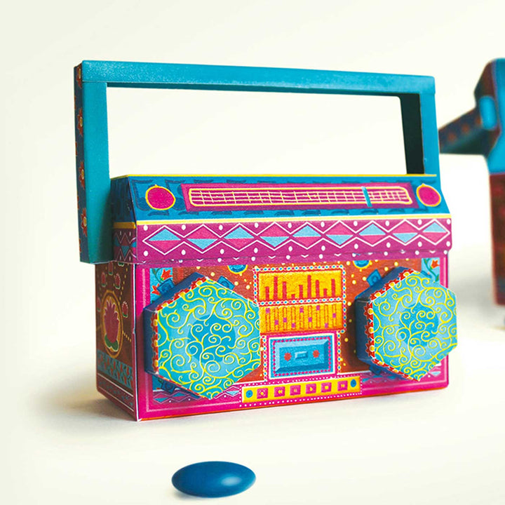 Handmade Printed Colorful Mini Boombox Design Paper DIY Kit