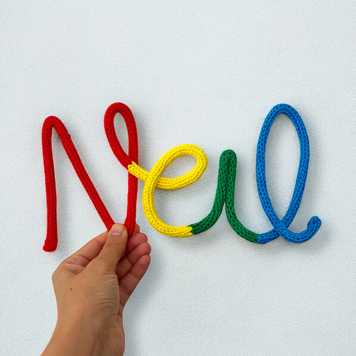 Personalized Multicolor Knitted Wire Kids Name Plate