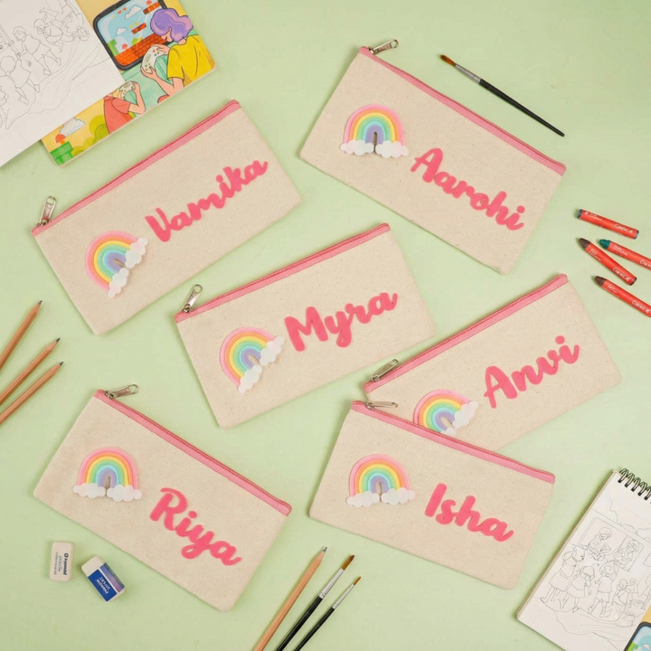 Personalized Rainbow Theme Stationary Pouch