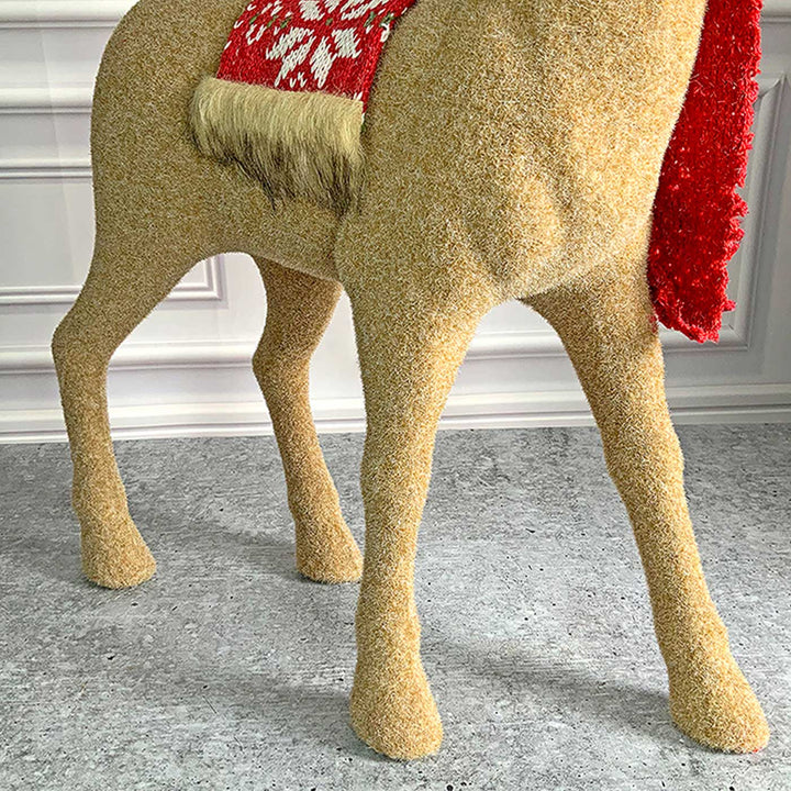 Themed Brown Deer Woolen Decor For Christmas Table Decoration