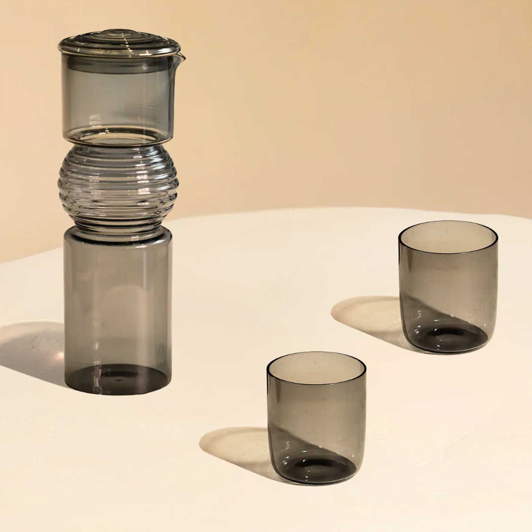 Minimal Coiled Design Glass Carafe And Glasses