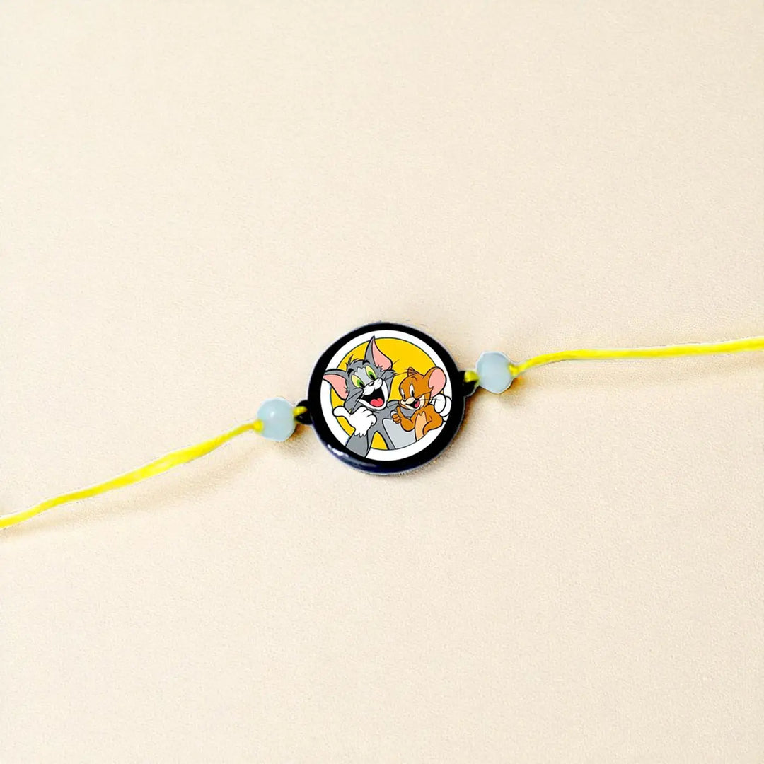Handmade Tom and Jerry Theme Kids Rakhi With Roli Chawal