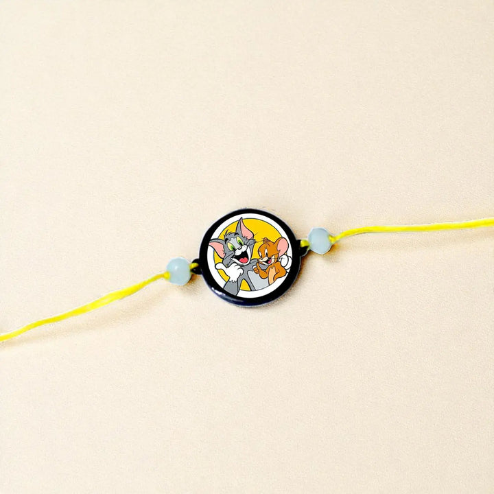 Handmade Tom and Jerry Theme Kids Rakhi With Roli Chawal