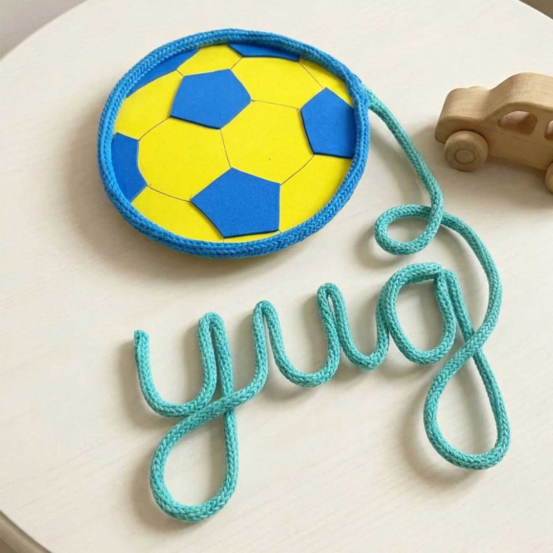 Personalized Knitted Wire Football Theme Kids Name Plate