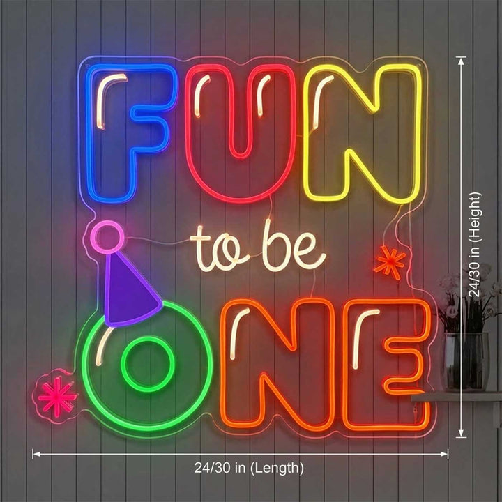 Fun to be One Handmade 1st Birthday Neon Light Sign Board
