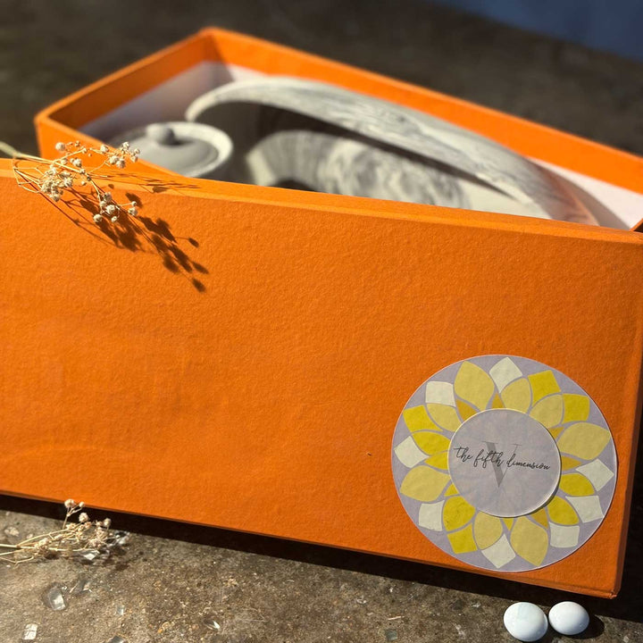 Handmade Luminous Concrete Gift Hamper | Includes 1 Ovoid Bowl Large, 1 Conch Shell Candle, 1 Urn, 2 Concrete Succulents