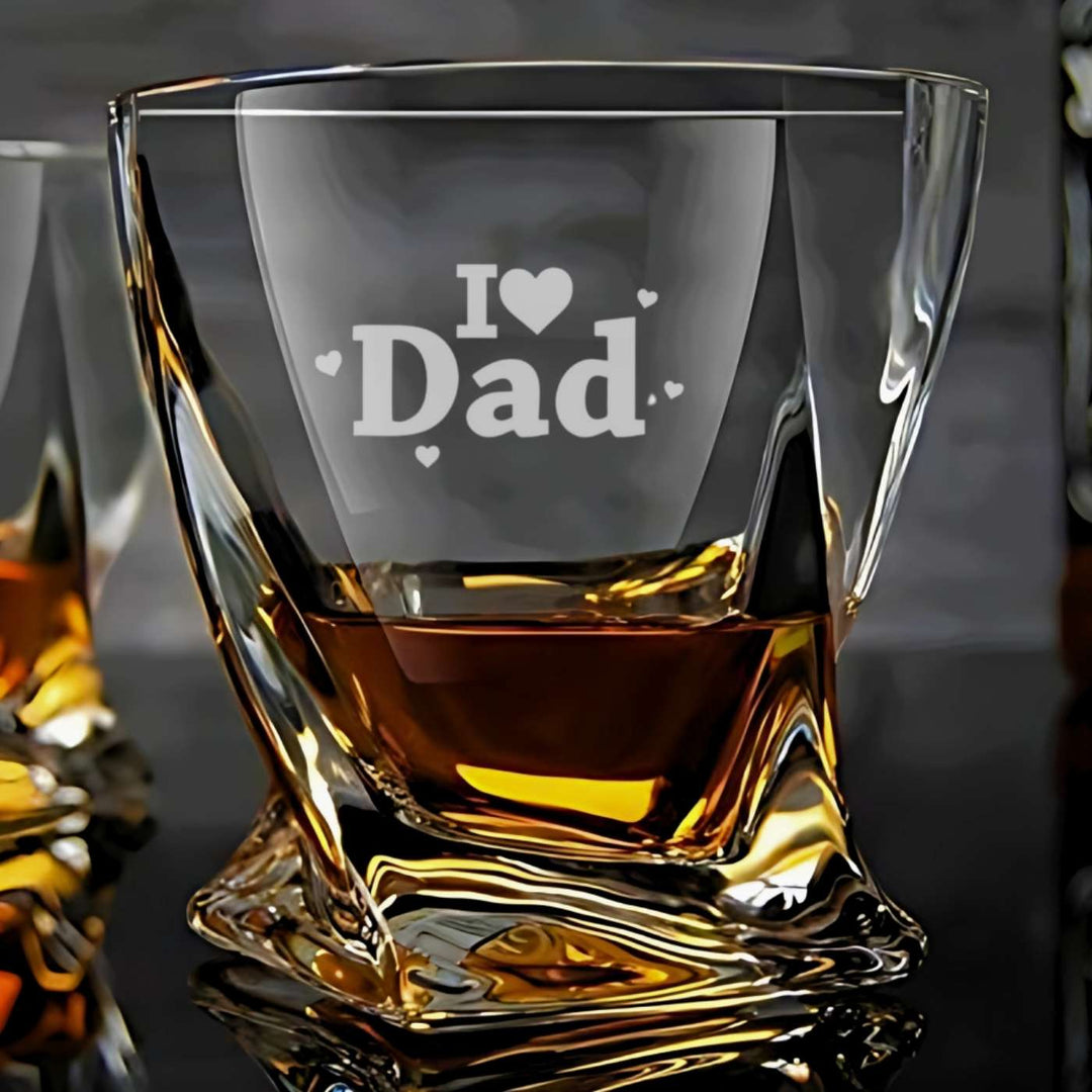 Personalized  Engraved I Love Dad Theme Whiskey Glass | 310 ml