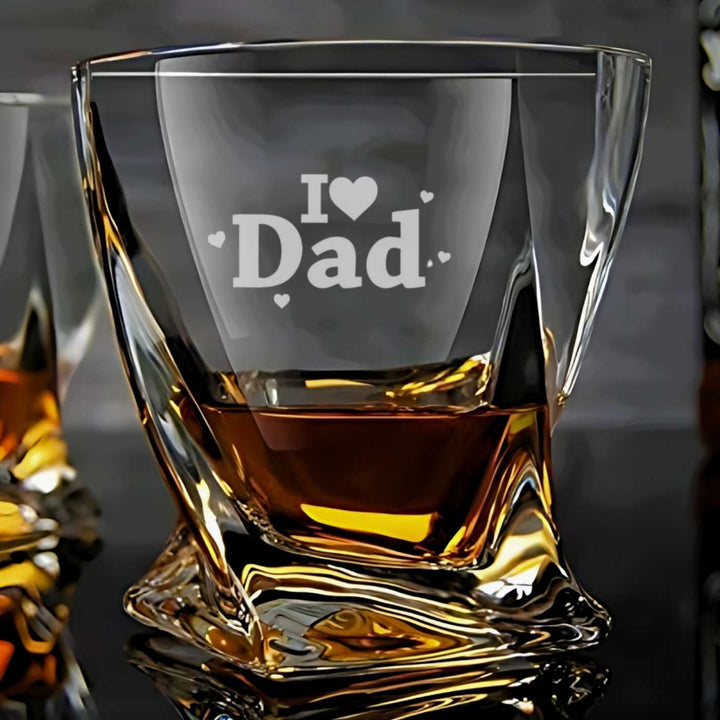 Personalized  Engraved I Love Dad Theme Whiskey Glass | 310 ml