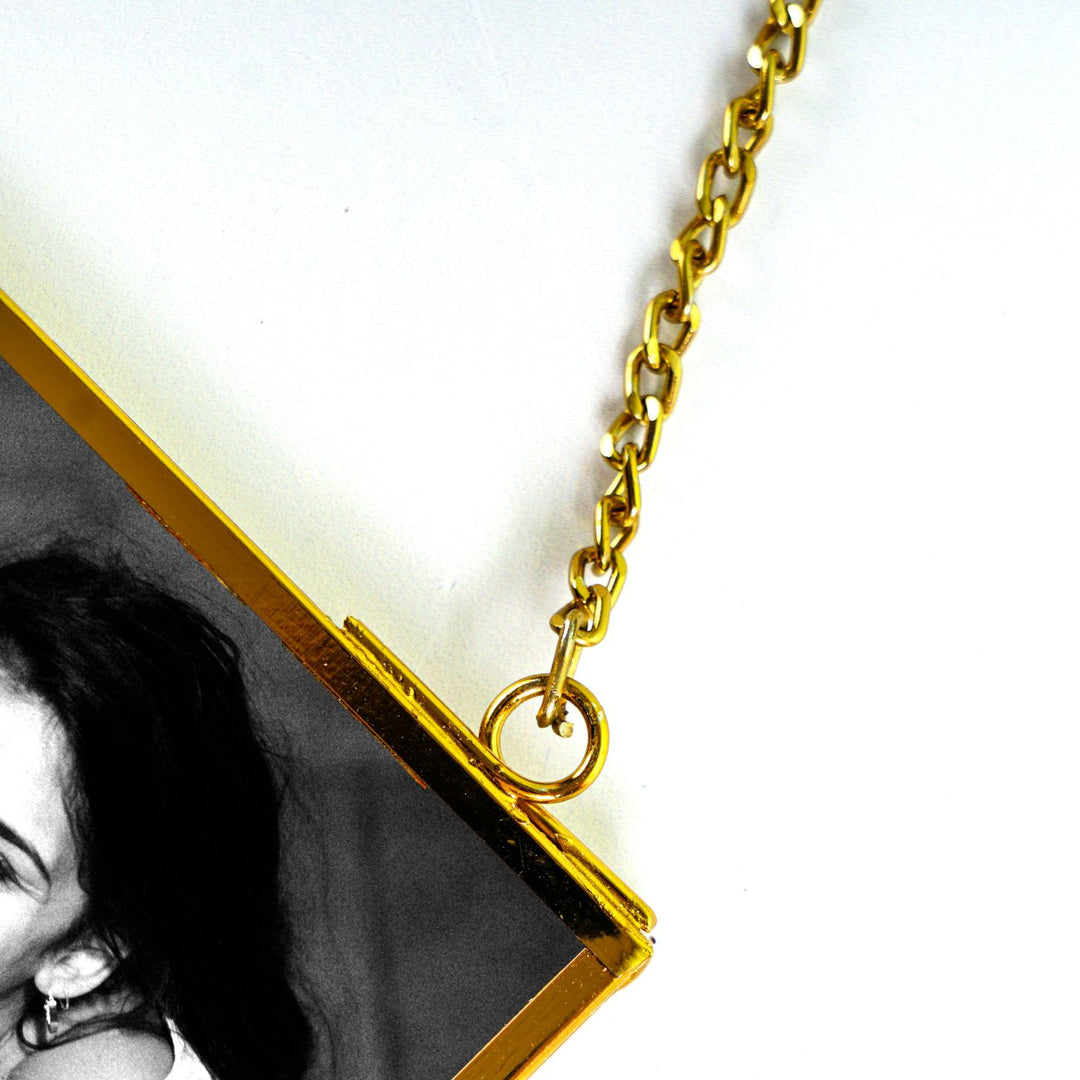 Personalised Engraved Vintage Brass Photo Frame with Black & White Photo