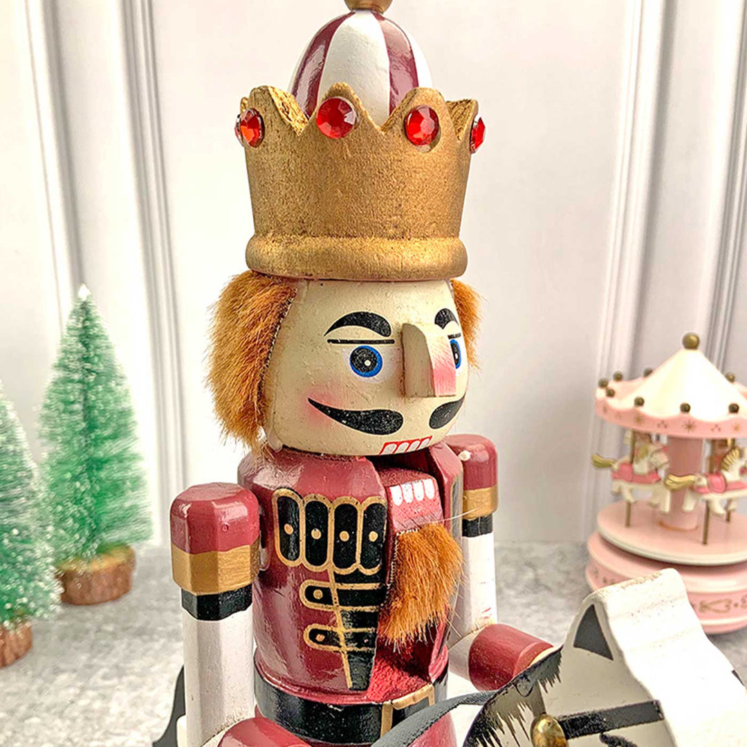 Buy Maroon Rocking Horse Nutcracker Self-Standing Wooden Decor For