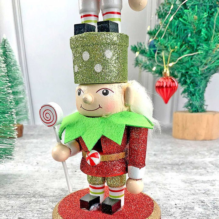Three Tier Stacked Elves Wooden Decor For Christmas Table Decoration