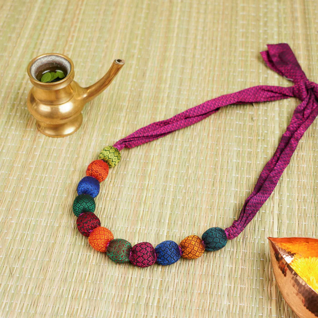 Handmade Multicolor Classic Khunn Fabric Cotton Necklace