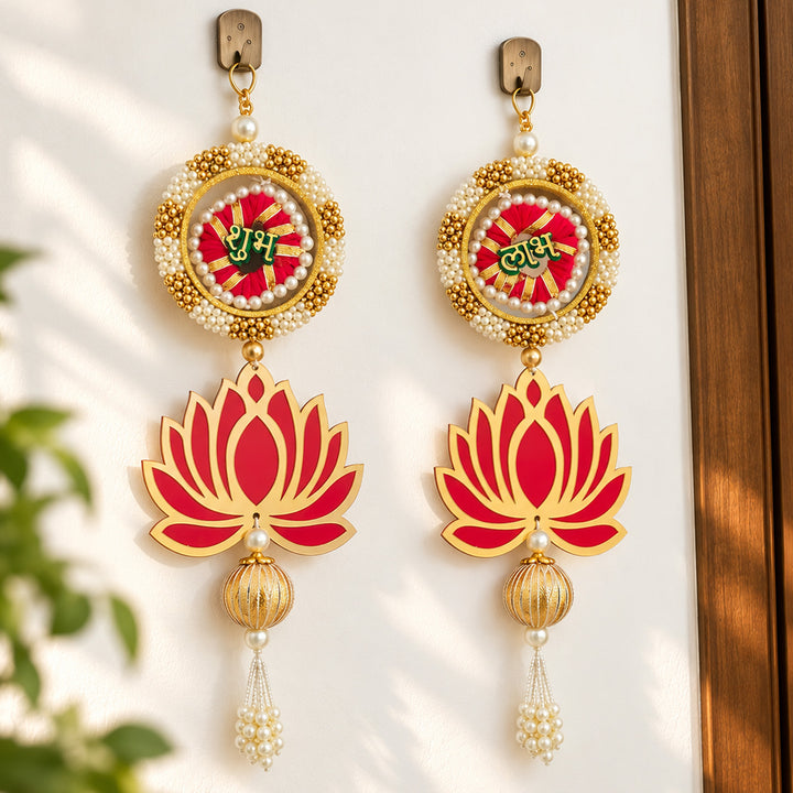 Handmade Decorative Bangles Shubh Labh Hanging With Hanging Lotus