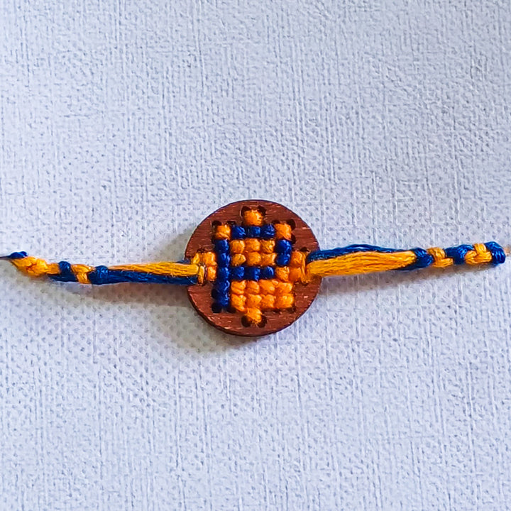 Personalized Handmade Letter Wooden Rakhi With Roli Chawal For Brother