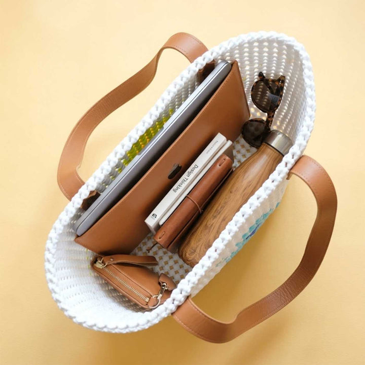 "Dual Colour Phool" Blue & Green Handmade Wire Koodai Tote Bag