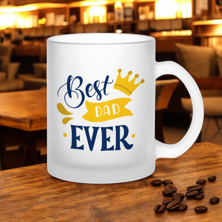 Printed Best Dad Ever Theme Glass Mug