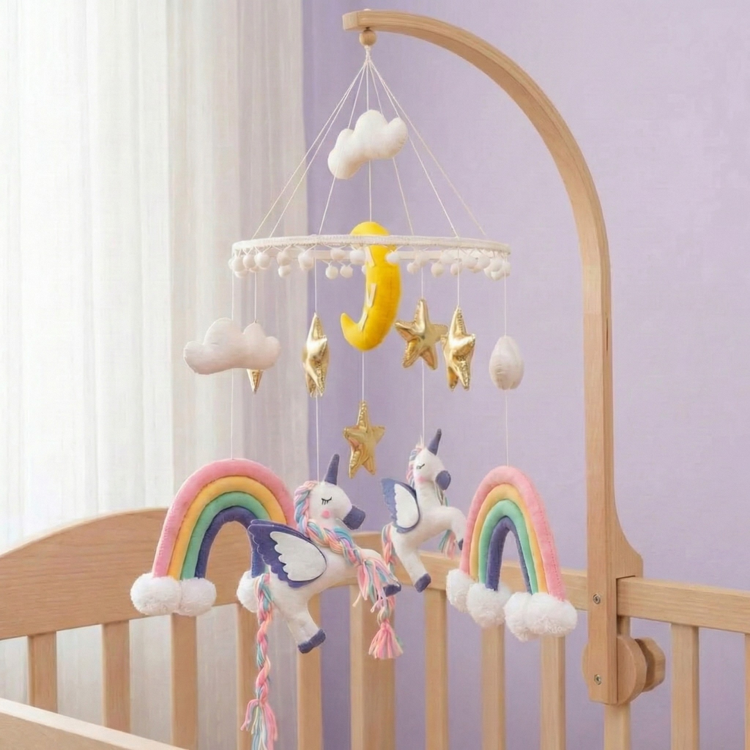 Handcrafted Kid's Unicorn & Rainbow Themed Crib and Cot Mobile