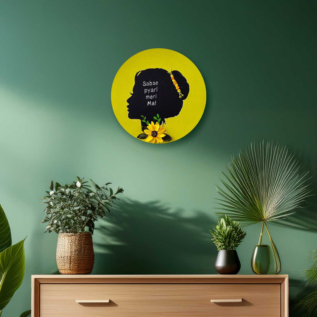 Personalized Hand-Painted Yellow Floral Theme MDF Wood Table Top Decorative Plaque
