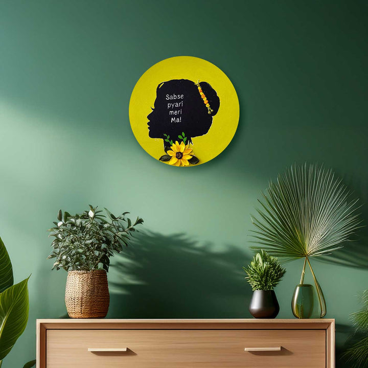 Personalized Hand-Painted Yellow Floral Theme MDF Wood Table Top Decorative Plaque