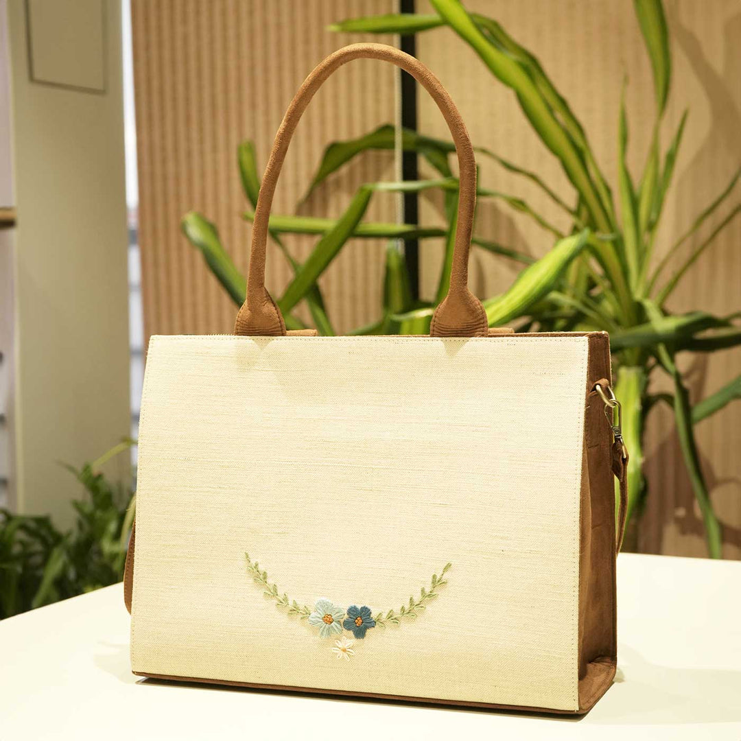 Personalized Hand Embroidered Garden Tote Bag