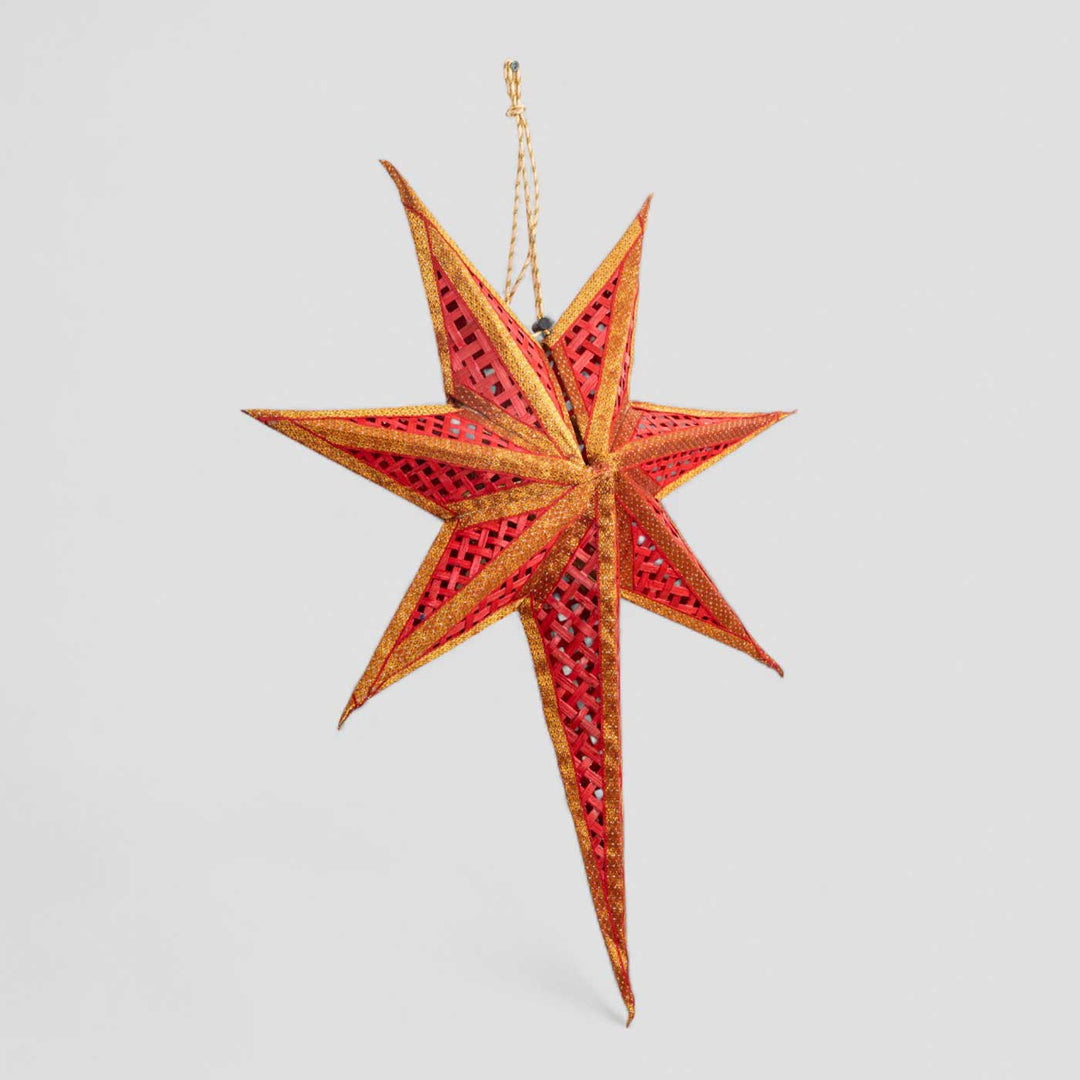 Foldable Handmade Bamboo Hope Red Christmas Star