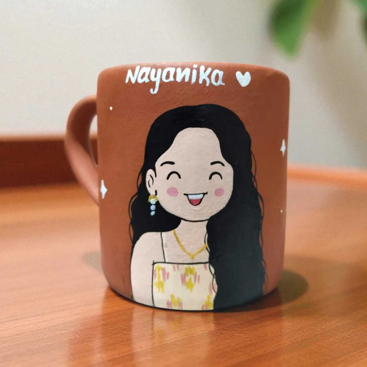 Photo Personalized Hand-Painted Cute Girl Terracotta Mug